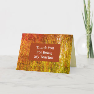 Teacher Appreciation Orange Yellow Straw Thank You Card