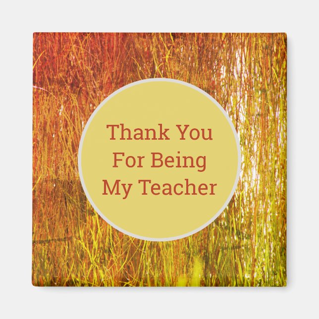 Teacher Appreciation Orange Yellow Straw Thank You Magnet (Front)
