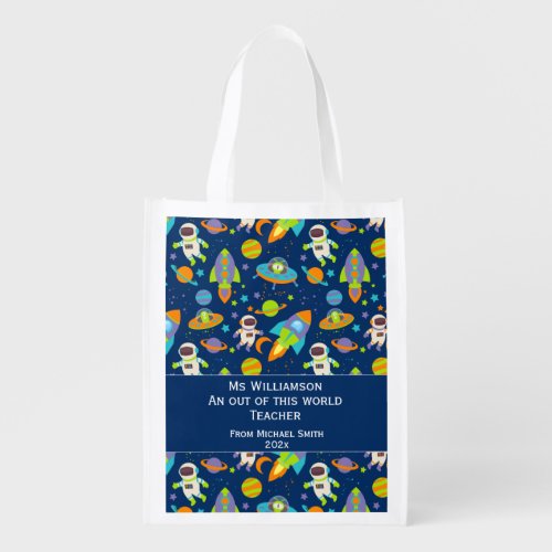 Teacher Appreciation Out of This World Space Grocery Bag