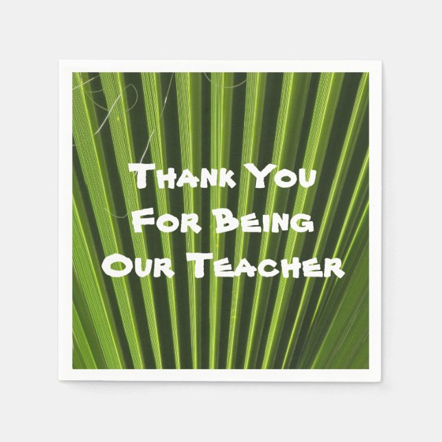 Teacher Appreciation Palm Leaf Photo Thank You Napkins (Front)