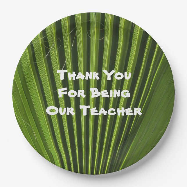 Teacher Appreciation Palm Leaf Photo Thank You Paper Plates (Front)