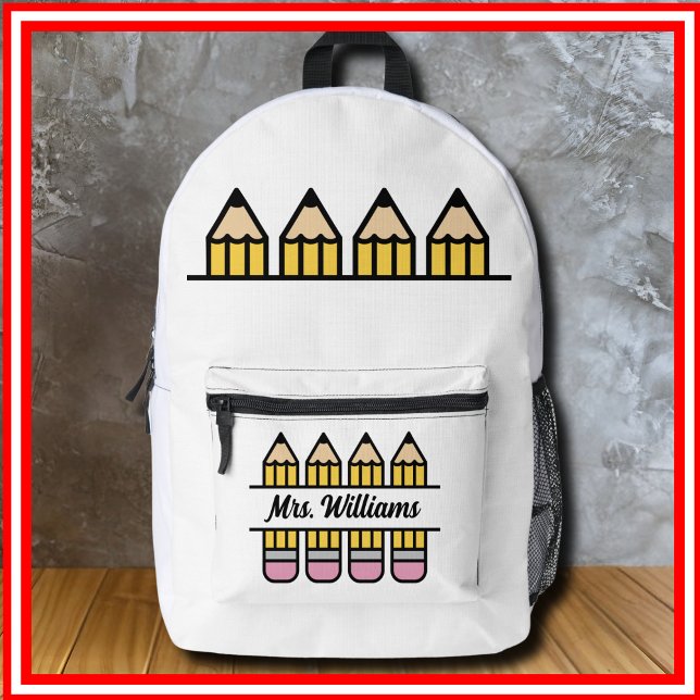 Teacher Appreciation Pencil Back To School Printed Backpack (Creator Uploaded)