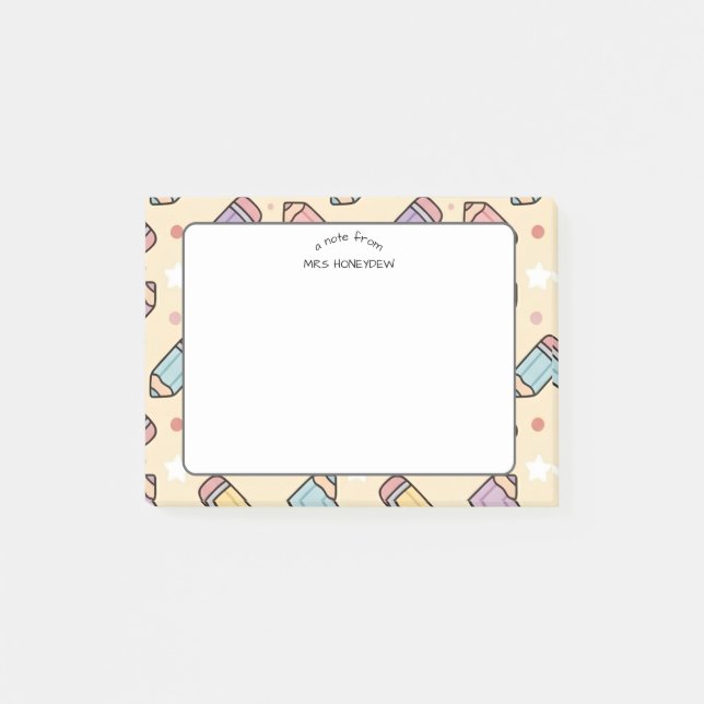 Teacher appreciation Pencil Pattern  Post-it Notes (Front)