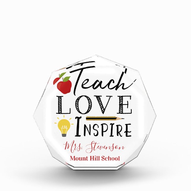 Teacher appreciation personalized acrylic award (Front)