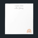 Teacher Appreciation Personalized Boho Rainbow Notepad<br><div class="desc">Personalized notepads make great gifts for teachers.  This notepad features a boho rainbow theme and all text can be personalized.  This will make a great back to school,  christmas or end of year gift for any teacher.</div>