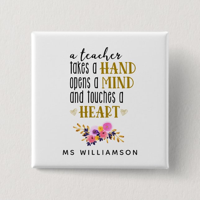 Teacher Appreciation Personalized Button Gift (Front)