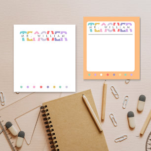 Teacher Appreciation Personalized Colorful Name Notepad