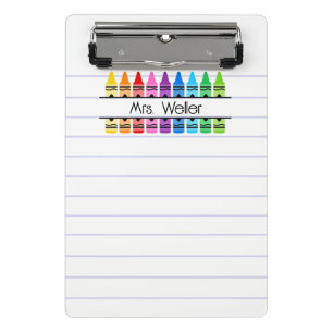 Teacher Appreciation Personalized Crayon Lined Mini Clipboard