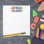 Teacher Appreciation Personalized Crayon Lined Notepad<br><div class="desc">Teacher Appreciation Personalized Crayon Lined Notepad Personalize this design with the name of your favorite teacher! The paper is high-quality, and the designs are vibrant. Great for teacher appreciation, teacher end of year gift, Christmas, or for yourself, if you're a teacher! I hope you enjoy these notepads as much as...</div>