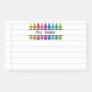 Teacher Appreciation Personalized Crayon Lined Post-it Notes