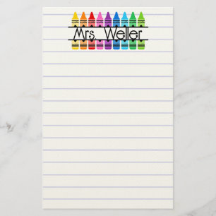 Teacher Appreciation Personalized Crayon Lined Stationery