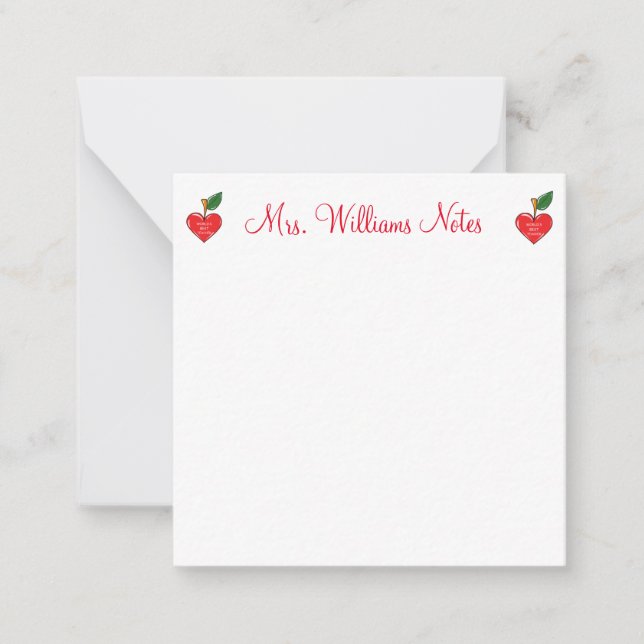 teacher appreciation personalized cute hearts chic note card (Front)