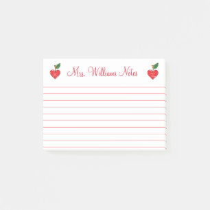 teacher appreciation personalized cute hearts red post-it notes