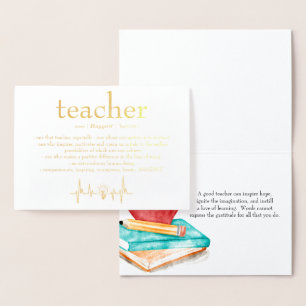 Teacher Appreciation Personalized Gold Foil Card