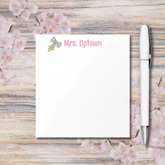 Teacher appreciation personalized pencil with bow notepad