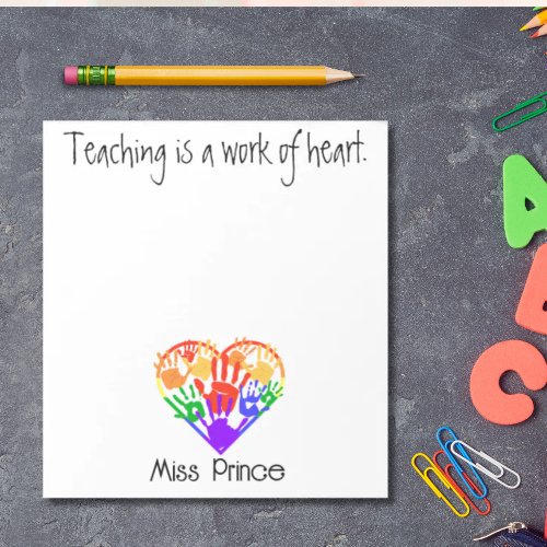 Teacher appreciation personalized rainbow hands  notepad