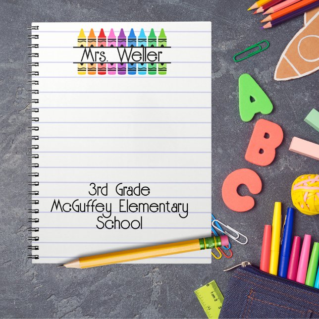 Teacher Appreciation Personalized Red Crayon Lined Notebook (Creator Uploaded)