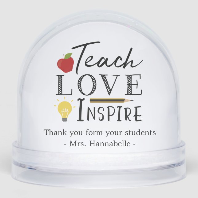 Teacher appreciation photo gift personalized snow globe (Front)