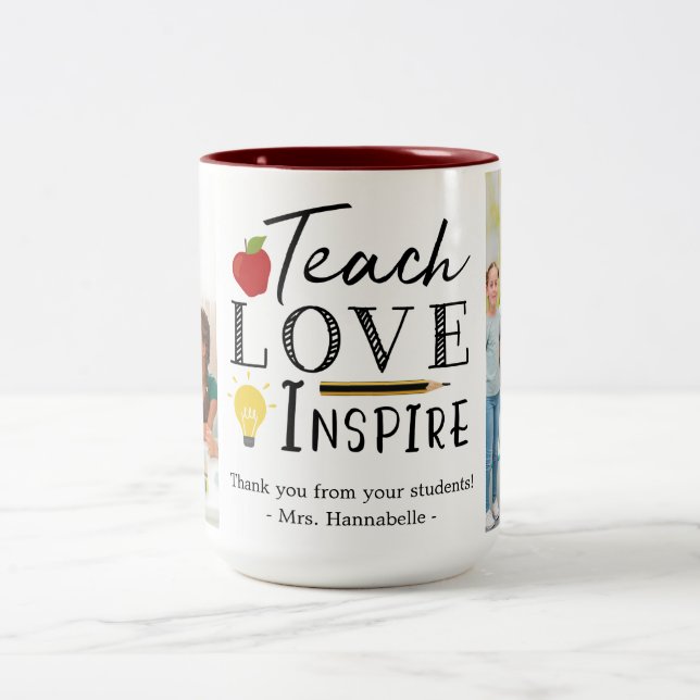 Teacher appreciation photo gift personalized Two-Tone coffee mug (Center)