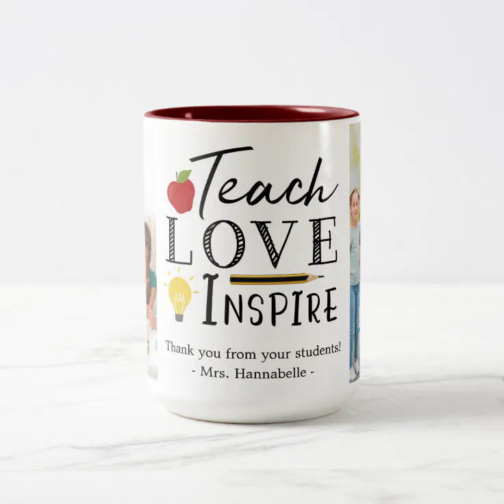 Teacher appreciation photo gift personalized Two-Tone coffee mug | Zazzle