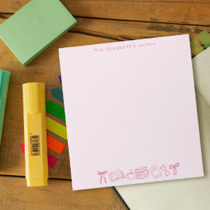 Teacher Appreciation Pink Doodles Books Notepad