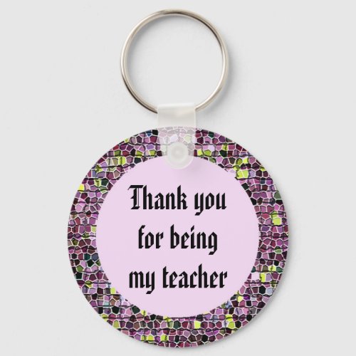 Teacher Appreciation Pink Mosaic Thank You Keychain