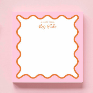 Teacher Appreciation Pink Orange Wavy Notepad