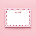 Teacher Appreciation Pink Red Wavy Notepad<br><div class="desc">Perfect gift for teachers,  featuring red and pink wavy border.
For more advanced customisation of this design,  e.g. changing layout,  font or text size please click the "CUSTOMIZE" button above. Please contact me for any questions!</div>