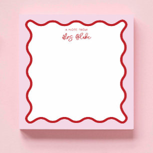 Teacher Appreciation Pink Red Wavy Notepad