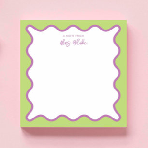 Teacher Appreciation Purple Green Wavy Notepad