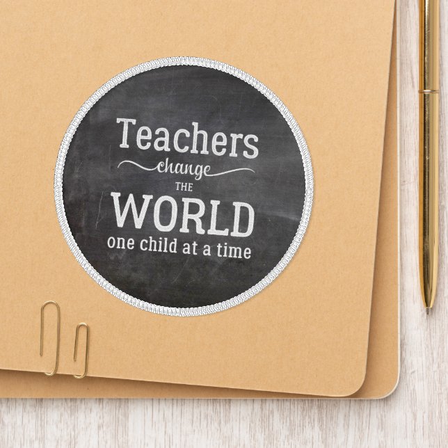 Teacher appreciation quote blackboard white script patch (On Shoe Tip)
