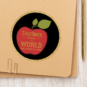 Teacher appreciation quote red apple gold script patch