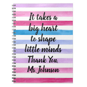 Teacher Appreciation Quote | Watercolor Stripes Notebook