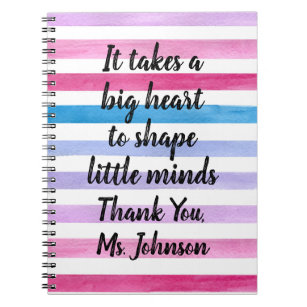 Teacher Appreciation Quote   Watercolor Stripes Notebook