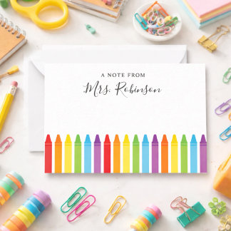 Teacher Appreciation Rainbow Crayon Note Card