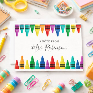  Teacher Appreciation Rainbow Crayon Note Card