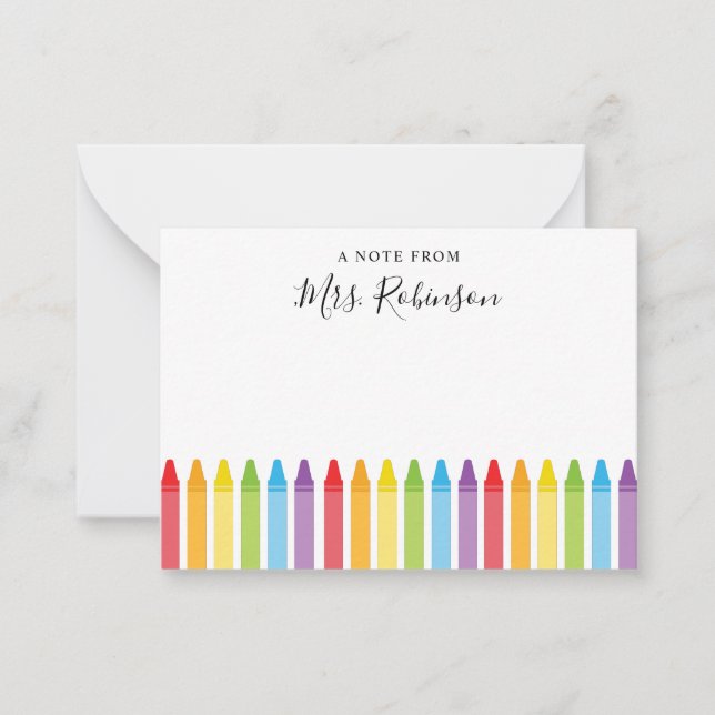  Teacher Appreciation Rainbow Crayon Note Card (Front)