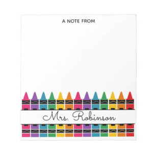 Teacher Appreciation Rainbow Crayon Notepad