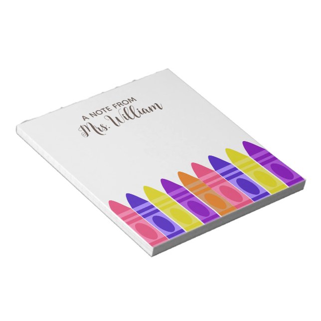 Teacher Appreciation Rainbow Crayon Notepad (Angled)