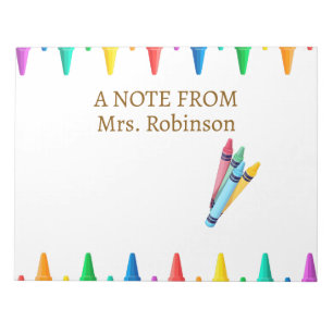 Teacher Appreciation Rainbow Crayon Notepad