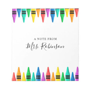 Teacher Appreciation Rainbow Crayon Notepad