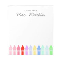Teacher Appreciation Rainbow Crayon Notepad Gift