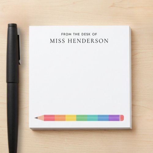 Teacher Appreciation Rainbow Pencil Custom Post-it Notes