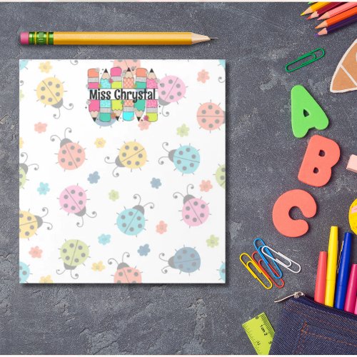 Teacher Appreciation Rainbow Pencil Ladybug custom Notepad