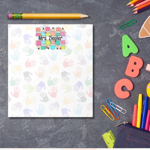 Teacher Appreciation Rainbow Pencils Personalized  Notepad