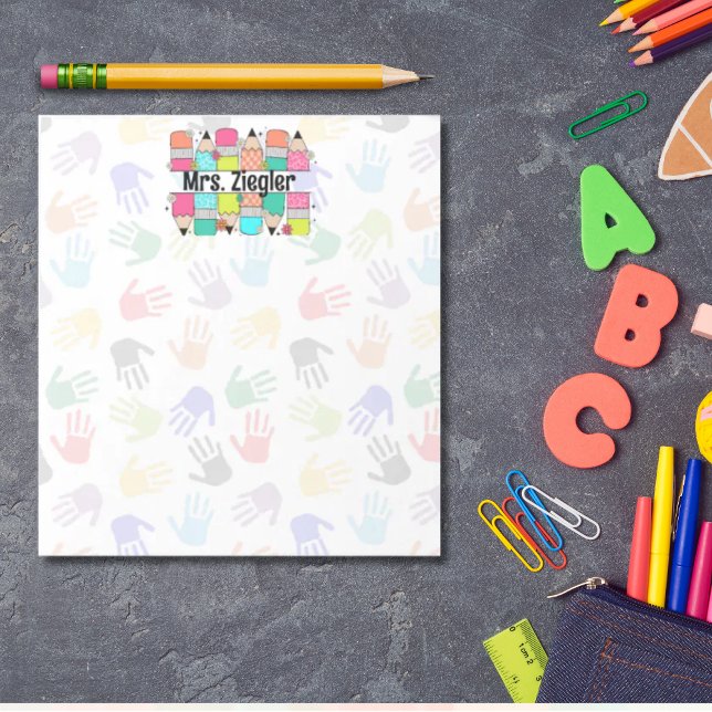 Teacher Appreciation Rainbow Pencils Personalized  Notepad (Creator Uploaded)