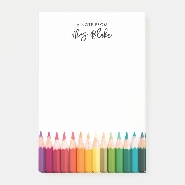 Teacher Appreciation Rainbow Pencils Post-it Notes (Front)