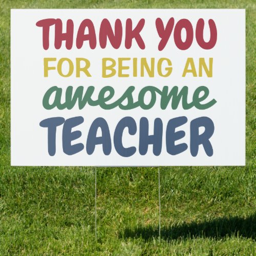 Teacher appreciation rainbow thank you sign