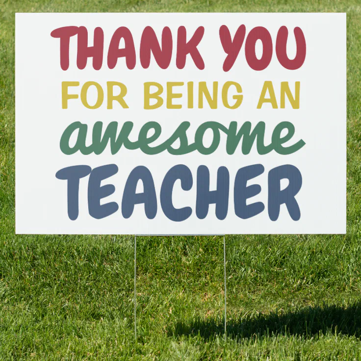 Teacher appreciation rainbow thank you sign | Zazzle