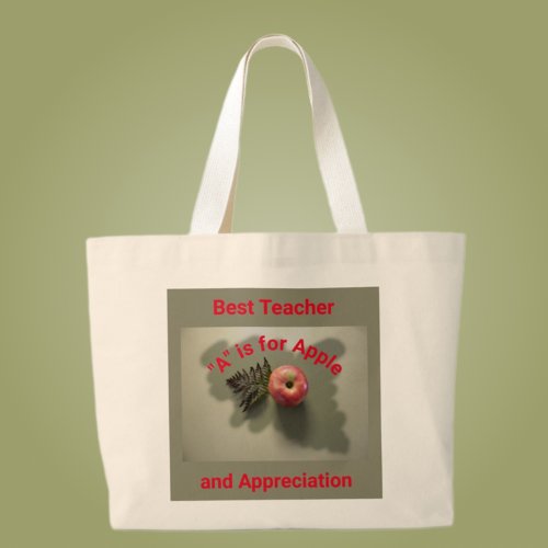 Teacher Appreciation Red Apple Large Tote Bag